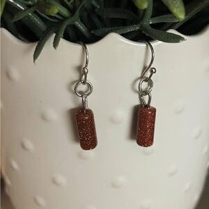 Handmade Elegant Sparkling Brown Drop Earrings
